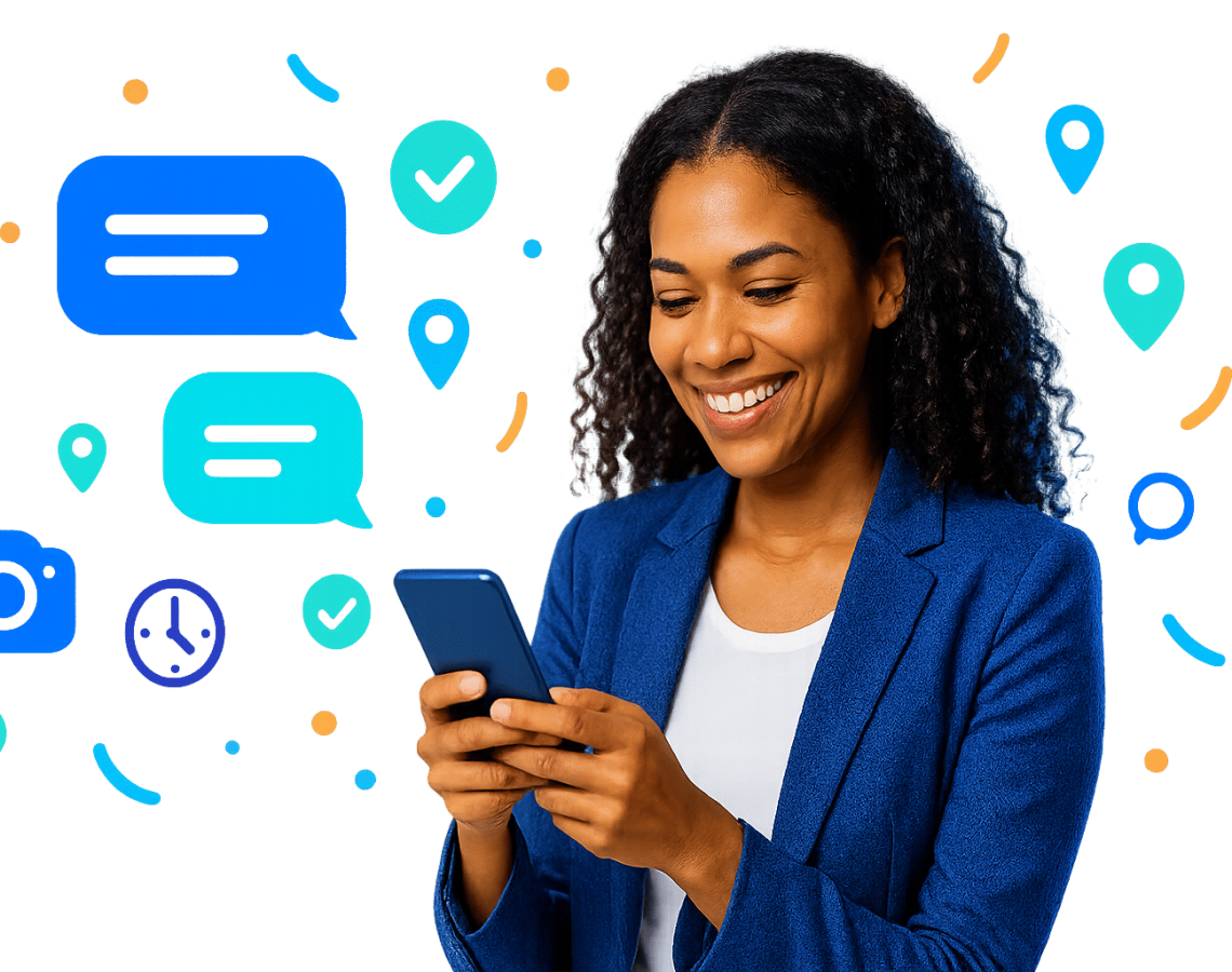 Melbourne AI SMS chatbot replying to a customer by text, collecting details and sending a booking confirmation.